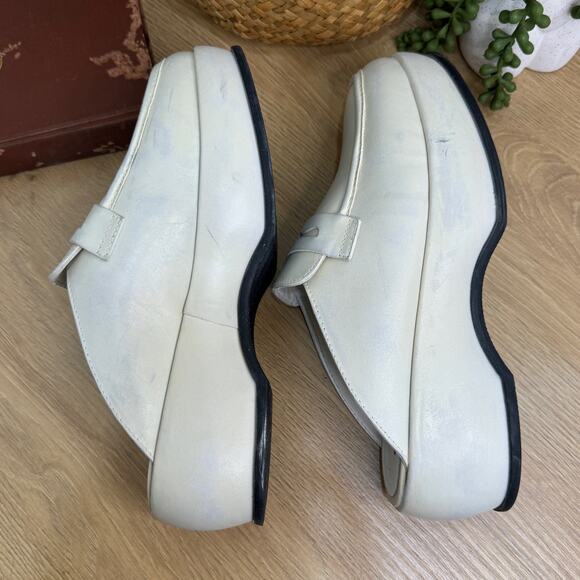 FREE PEOPLE Winston Platform Loafer Mules SZ 39.5 / 9.5 Distressed White Leather - Picture 8 of 11
